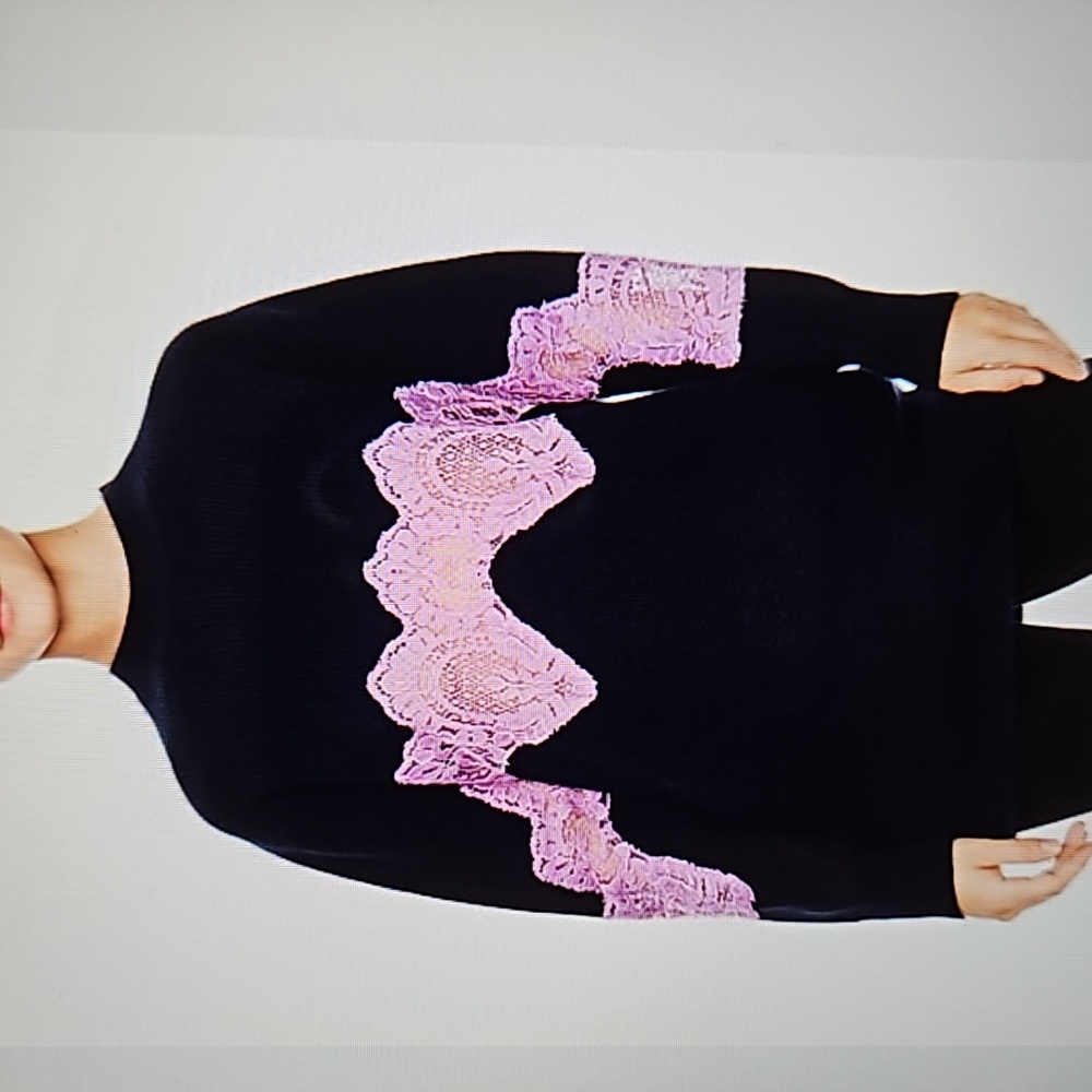 Sandro Black and Pink Lace Sweater
